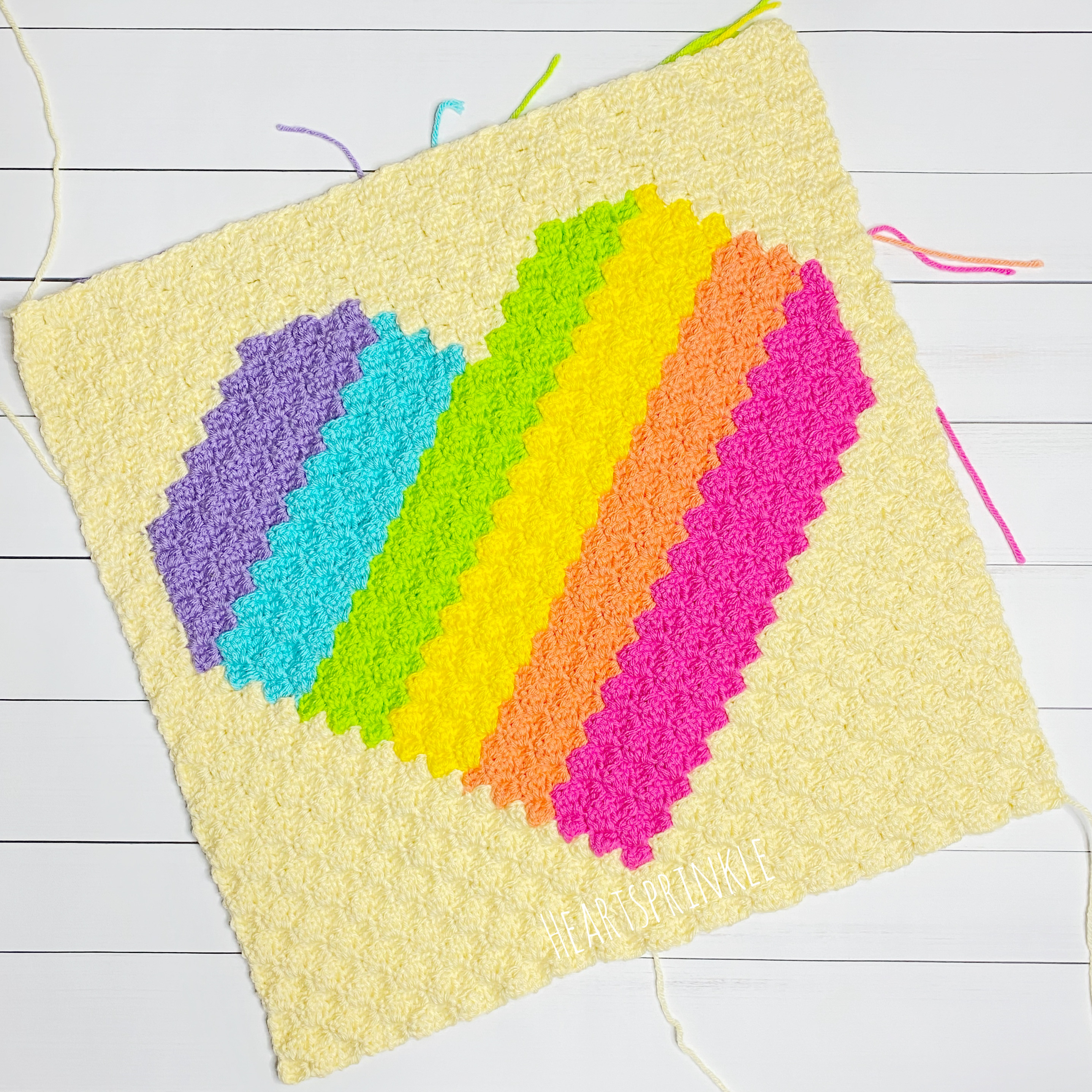 FREE Crochet Rainbow Heart C2C Square-Heartsprinkle